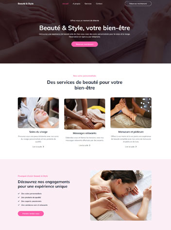 Exemple de site : Salon de beauté ou massage